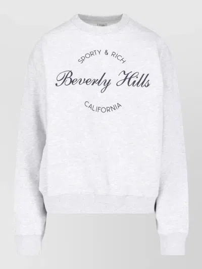 Sporty And Rich Crew Neck Sweatshirt Long Sleeves Print In Gray