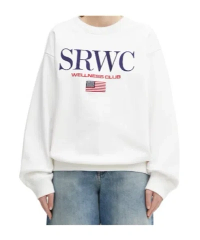 Sporty And Rich Embroidered Crew Neck Sweatshirt Long Sleeves In White