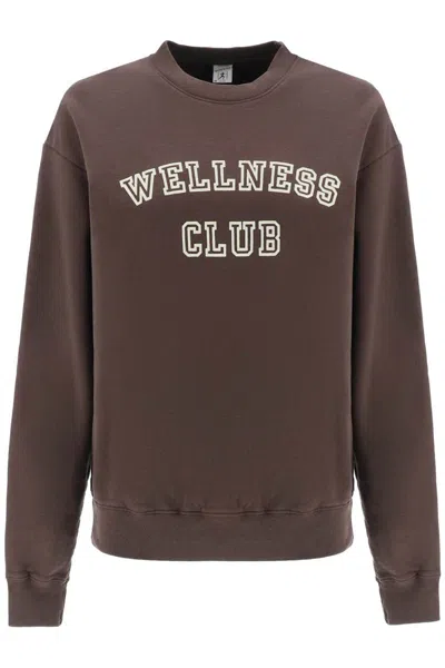 Sporty And Rich Crew-neck Sweatshirt With Lettering Print In Brown