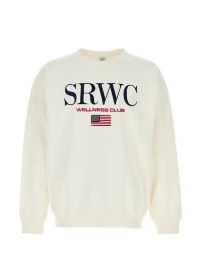 Sporty And Rich Cotton Sweatshirt Crew Neck Long Sleeves Print In White
