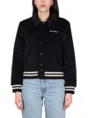 Sporty And Rich Cropped Black Varsity Jacket