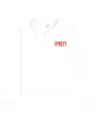Sporty And Rich Cropped Cotton Polo Shirt In White