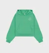 Sporty And Rich Connecticut Crest Cropped Printed Cotton-jersey Hoodie In Verde/white