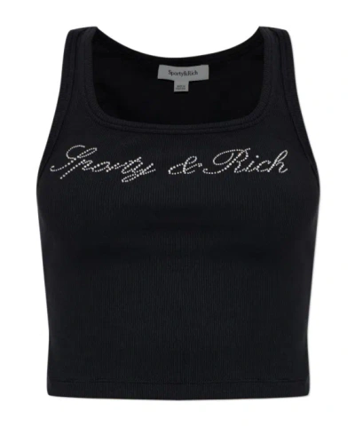 Sporty And Rich Cropped Tank Top In Black