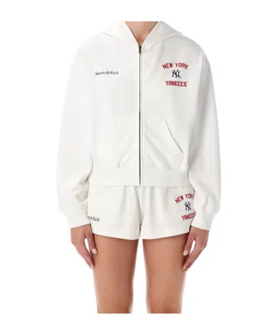 Sporty And Rich Cropped Zip-up Hoodie In White