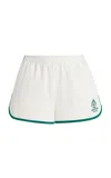Sporty And Rich Crown Cotton-pique Tennis Shorts In White