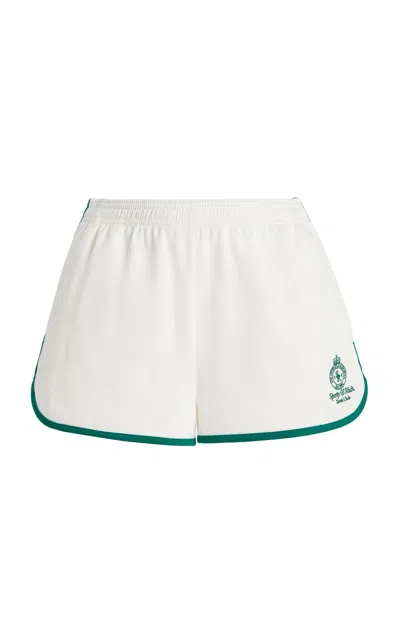 Sporty And Rich Crown Cotton-pique Tennis Shorts In White