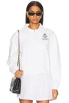 Sporty And Rich Womens White Crown Country Cropped Cotton-jersey Polo Sweatshirt Xs In White