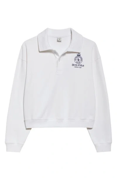 SPORTY AND RICH SPORTY & RICH CROWN COUNTRY EMBROIDERED LONG SLEEVE POLO