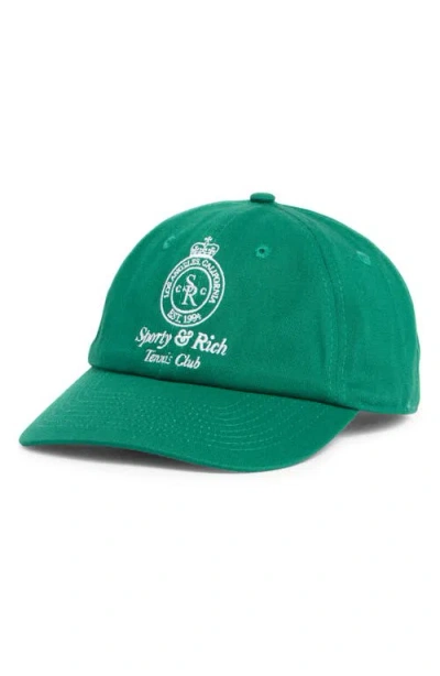 Sporty And Rich Sporty & Rich Crown Embroidered Cotton Twill Baseball Cap In Blue