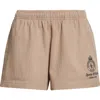 Sporty And Rich Sporty & Rich Crown Embroidered Disco Shorts In Mink