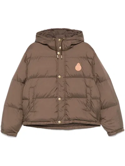 Sporty And Rich Sporty & Rich Crown Quilted Down Puffer Jacket In Brown