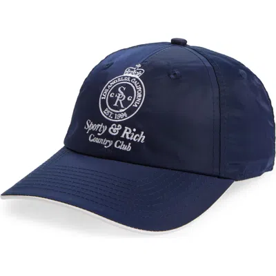 Sporty And Rich Sporty & Rich Crown Logo Adjustable Baseball Cap In Blue