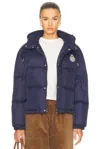 Sporty And Rich Crown Logo Hooded Down Jacket In Navy