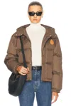 Sporty And Rich Crown Puffer Jacket In Chocolate Tan