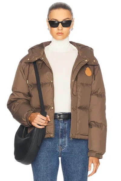 Sporty And Rich Crown Puffer Jacket In Chocolate Tan