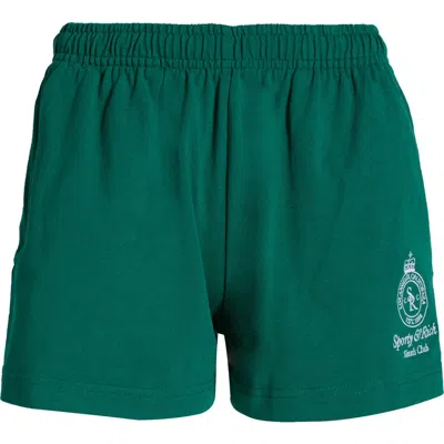 Sporty And Rich Sporty & Rich Crown Tennis Disco Graphic Cotton Sweat Shorts In Green