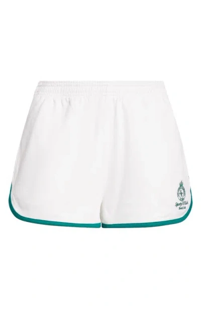 Sporty And Rich Sporty & Rich Crown Tennis Embroidered Piqué Shorts In White