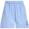 Sporty And Rich Sporty & Rich Crown Tennis Embroidered Poplin Shorts In Blue