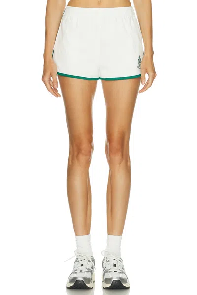 Sporty And Rich Crown Tennis Pique Short In Burgundy