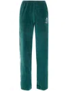 Sporty And Rich Crown Tennis Velour Sweatpants Side Stripes In Green