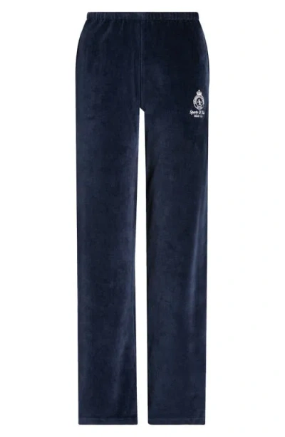 Sporty And Rich Sporty & Rich Crown Tennis Velour Sweatpants In Purple
