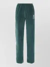 Sporty And Rich Crown Tennis Velour Sweatpants Side Stripes In Green