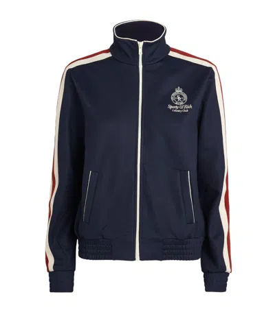 Sporty And Rich Crown Brand-embroidered Woven Jacket In Navy