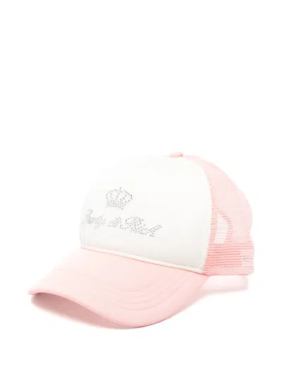 Sporty And Rich Crystal-embellished Trucker Cap In Pink