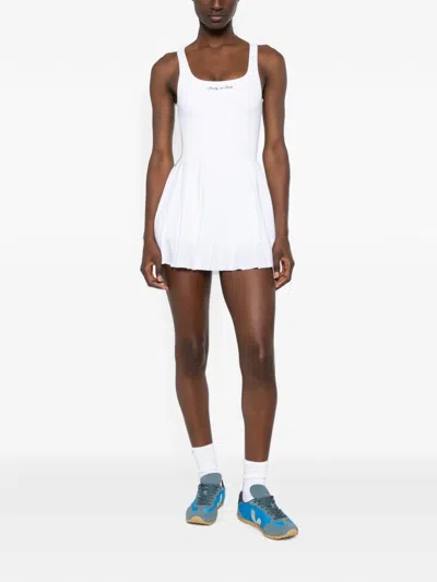 Sporty And Rich Open-back Pleated Stretch-jersey Tennis Dress In White