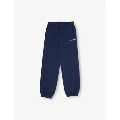Sporty And Rich Kids' Erif Branded-print Cotton-blend Jogging Bottom In Blue