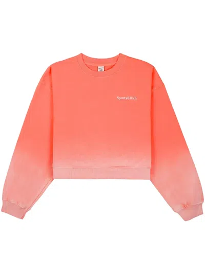 Sporty And Rich Dip Dye Logo-embroidered Sweatshirt In Pink