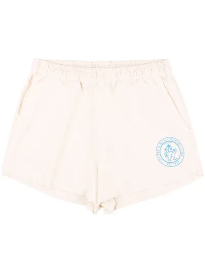 Sporty And Rich Disco Lion Crest-print Shorts In Neutrals