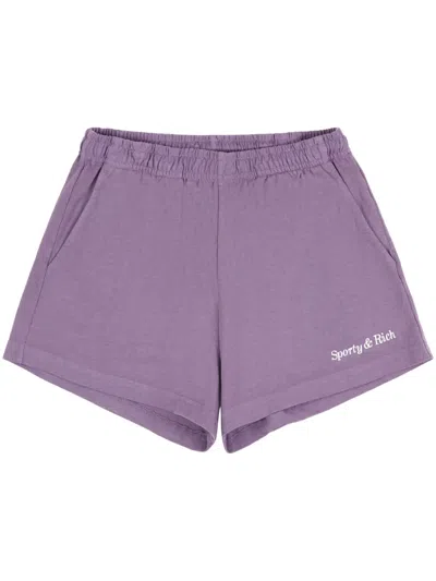 Sporty And Rich Health Initiative Cotton Shorts In Purple
