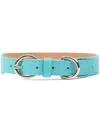 Sporty And Rich Double-buckled Leather Dog Collar In Blue
