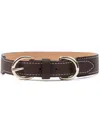 Sporty And Rich Double-buckled Leather Dog Collar In Brown