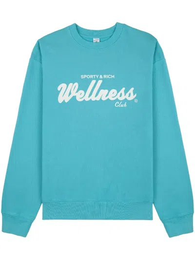 Sporty And Rich Draft Logo-print Sweatshirt In Blue