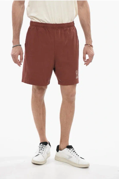 Sporty And Rich Drawstring Waist Cotton Shorts In Red