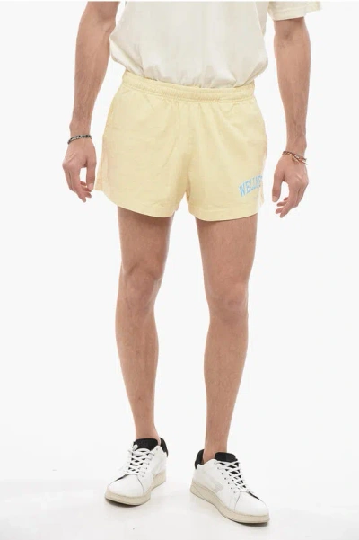 Sporty And Rich Drawstring Waist Cotton Shorts In Yellow