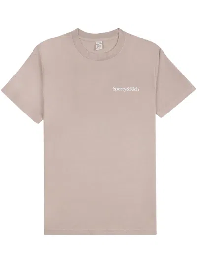 Sporty And Rich Drink More Water Cotton T-shirt In Grey