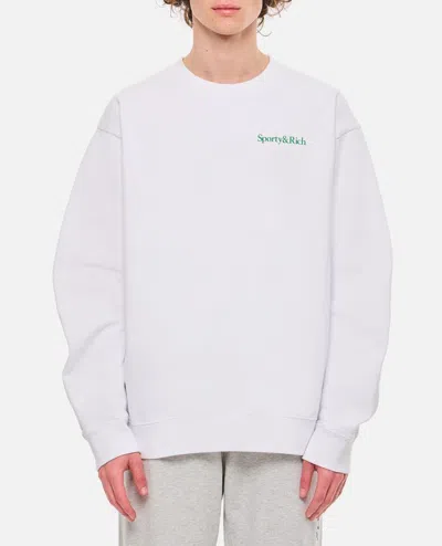 Sporty And Rich Drink More Water Crewneck Sweatshirt In White