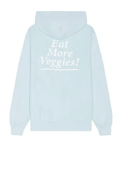 Sporty And Rich Eat More Veggies Hoodie In Baby Blue & White