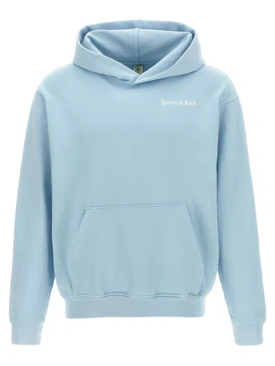 Sporty And Rich Womens Sky Blue 94 Racquet Club Relaxed-fit Cotton Hoody