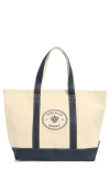 Sporty And Rich Sporty & Rich Eden Crest Colorblock Canvas Tote In Brown
