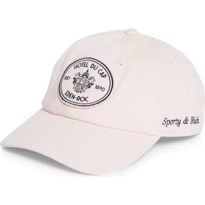 Sporty And Rich Sporty & Rich Eden Crest Cotton Twill Baseball Cap In Pink