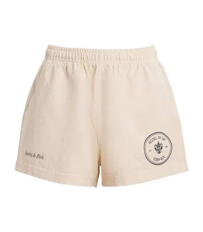 Sporty And Rich Eden Crest Disco Sweatshorts In Beige