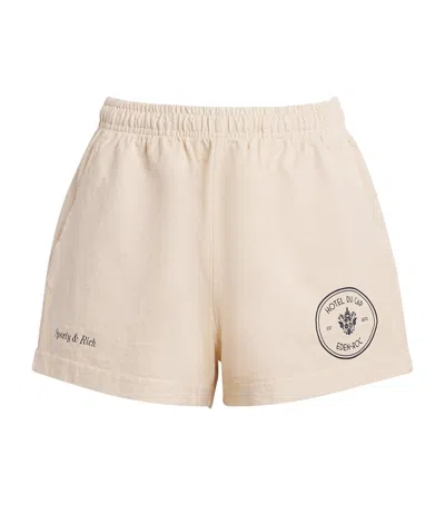 Sporty And Rich Eden Crest Disco Sweatshorts In Neutrals