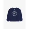 Sporty And Rich Dark Navy Eden Crest-print Cotton-blend Sweatshirt 2-14 In Blue