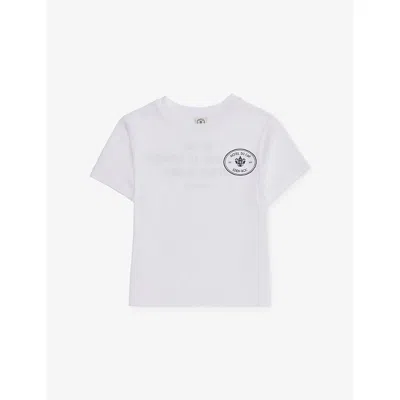 Sporty And Rich Kids' White/dark Navy Eden Crest-print Cotton T-shirt In Blue