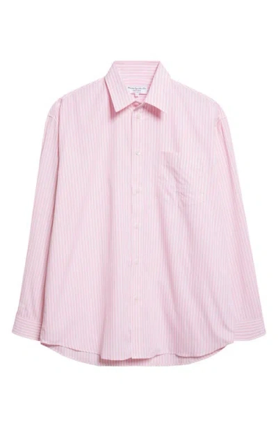 Sporty And Rich Striped Cotton Shirt In Pink